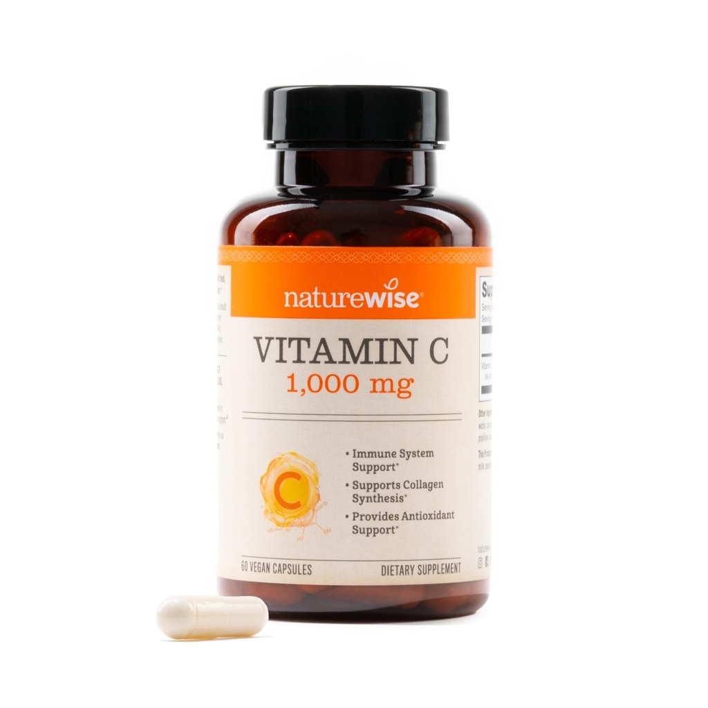 NatureWise Vitamin C 1000mg Κάψουλες - Extra Strength Vegan Vitamin C for Daily Antioxidant & Immune Support - Μη ΓΤΟ, ΗΠΑ Κατασκευάζονται - 60 Κάψουλες[60-Day Supply]