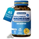 FKMS Authentic Triple Magnesium Complex | 300mg Magnesium Glycinate, Malate & Citrate for Sleep, Stress & Muscle Support | Non-GMO, Vegan, Gentle on Stomach | High Absorption | 90 Capsules