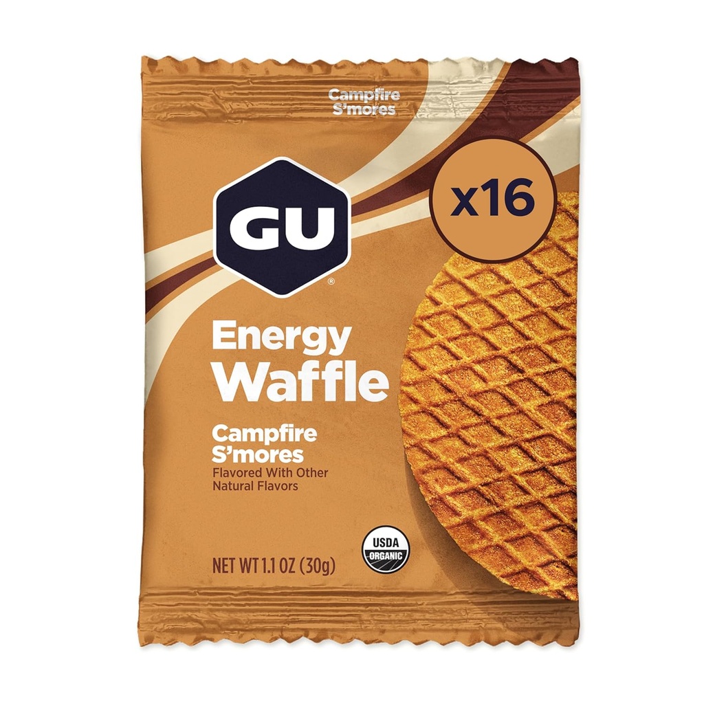 GU Energy Stroopwafel Campfire S'mores Sports Nutrition Waffle, Caffeine-free, και Kosher γαλακτοκομικά, On-the-Go Energy για κάθε προπόνηση, 16 Count