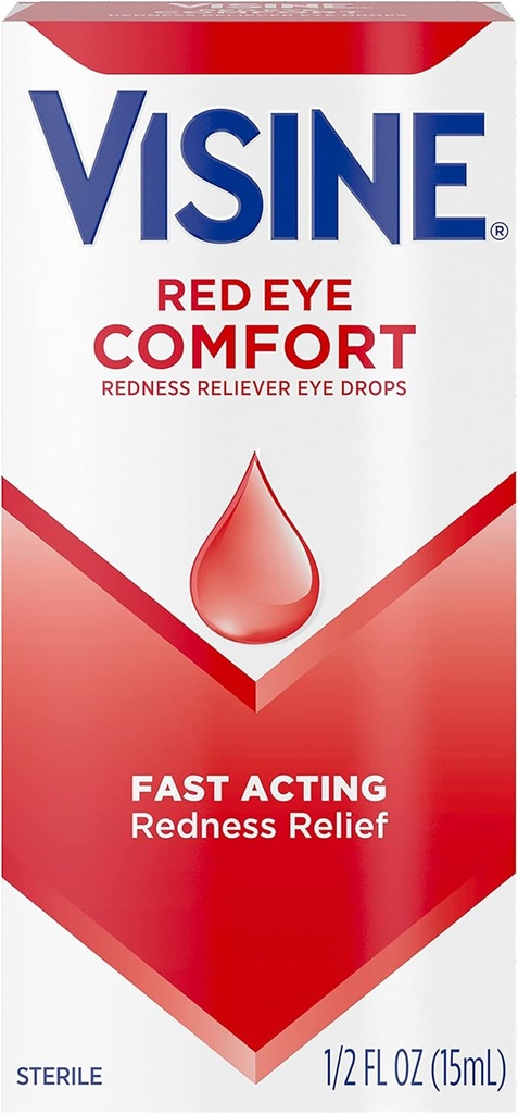 Visine Red Eye Comfort Redness Relief Eye Drops to Help Relief Red Eyes Λόγω Ελαφρών Ερεθισμών Οφθαλμών Γρήγορη, Τετραϋδροζωλίνη HCl, 0,5 fl. oz
