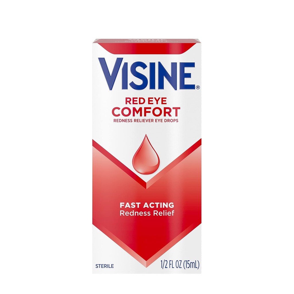 Visine Red Eye Comfort Redness Relief Eye Drops to Help Relief Red Eyes Λόγω Ελαφρών Ερεθισμών Οφθαλμών Γρήγορη, Τετραϋδροζωλίνη HCl, 0,5 fl. oz
