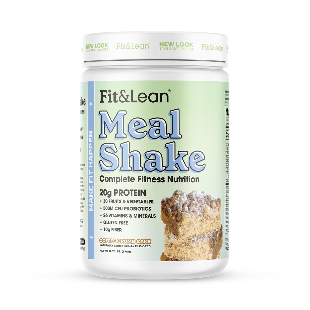 Fit & Lean Meal Shake, Fat Burning Meal Replacement, Protein, Fiber, Probiotics, Crumb Cake καφέ, 1lb, 10 εξυπηρετούν ανά εμπορευματοκιβώτιο