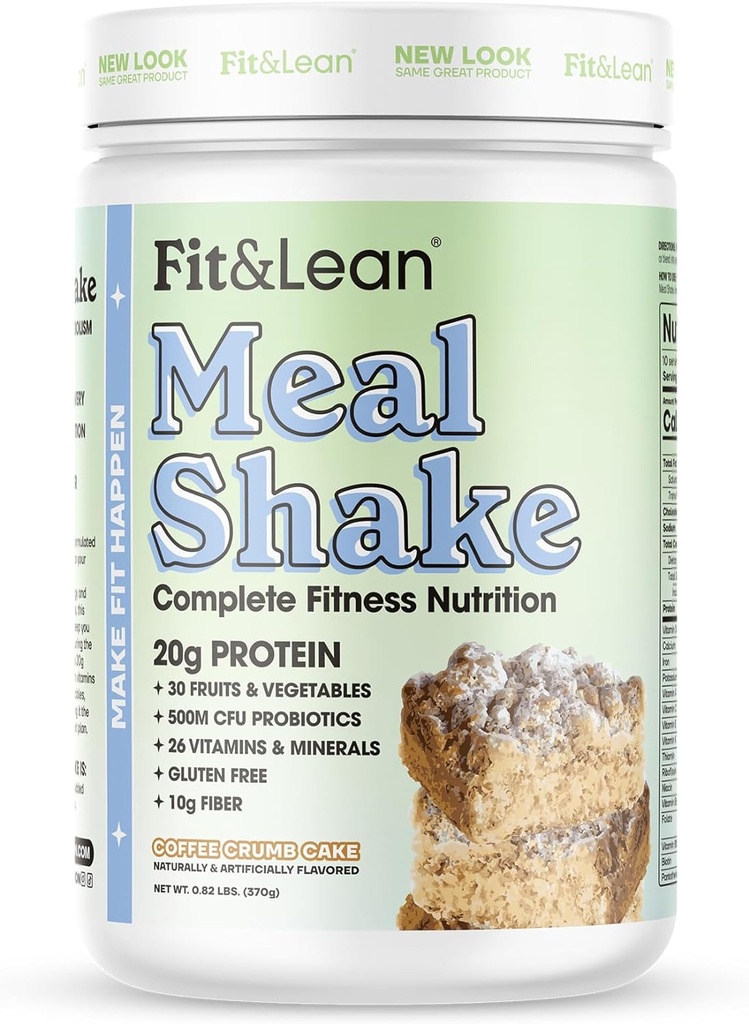 Fit & Lean Meal Shake, Fat Burning Meal Replacement, Protein, Fiber, Probiotics, Crumb Cake καφέ, 1lb, 10 εξυπηρετούν ανά εμπορευματοκιβώτιο