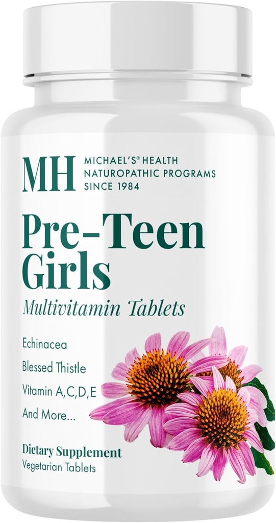 Προγράμματα Νευροπαθητικής Υγείας MICHAEL Pre-Teen Girls - 30 Vegetarian Tablets - Καθημερινή Πολυβιταμίνη για Υγιεινή Ανάπτυξη και Ανάπτυξη - Kosher - 15 Υπηρεσίες