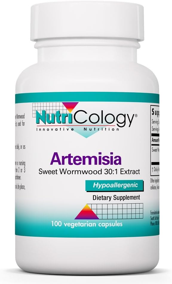 Nutricology Artemisia - Organic Sweet Wormwood Herb Extract, Artemisia Annua, 500mg Συμπλήρωμα, Hypoallergenic, Vegetarian Κάψουλες - 100 Count