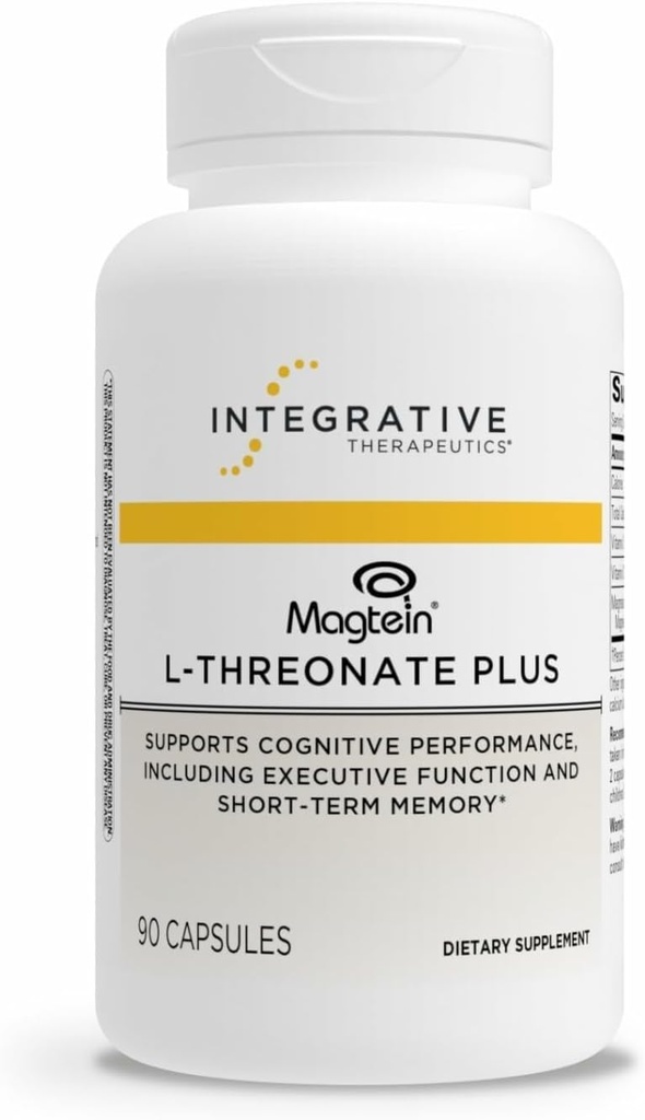 Integrative Therapeutics Magtein L-Threonate Plus - Brain Function Supplement to Support Short-Term Memory* - Includes Vitamin C, D3 & Magnesium - Dairy-Free & Gluten-Free - 90 Capsules (30 Servings)