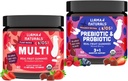 Llama Naturals Kids Multivitamin and Probiotic and Prebiotics Bundle, Vegan, Organic Gut Health and Immune Support Gummies, Real Fruit Gummy Vitamins, No Added Sugar Cane, 2 Bottles, 30 Day Supply