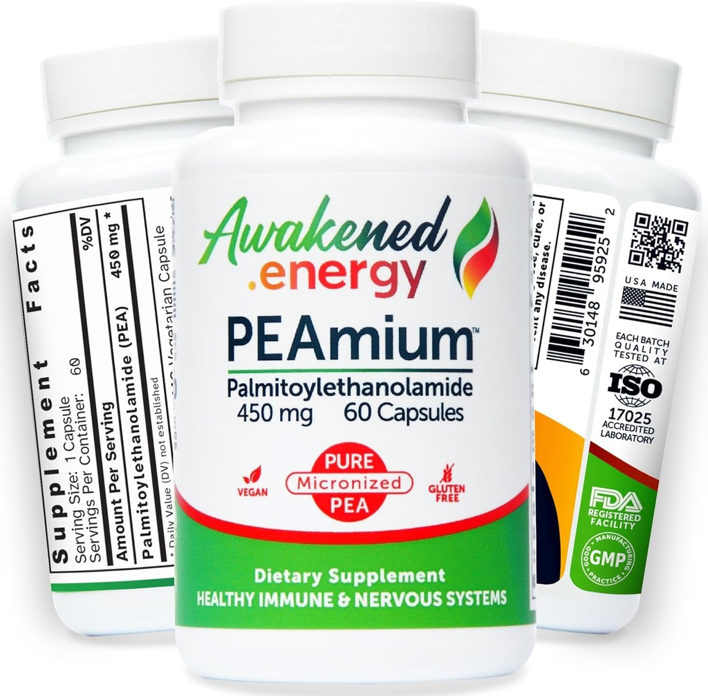 Παλμιτοϋλοαιθανολαμίδιο 450mg Comfort Mobility Nerves Γνωστική & Ανοσολογική Υποστήριξη - Μικρονωμένη Υψηλή Απορρόφηση - Όλα τα φυσικά μπιζέλια - USA Made - No Πρόσθετα ή Έκδοχα – 60 Vegan Caps συμπλήρωμα