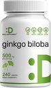 DEAL SUPPLEMENT Ginkgo Biloba 500mg Per Serving, 240 Capsules, 4 Month Supply – Grown in Northern Asia – Extra Strength, Promotes Brain Function