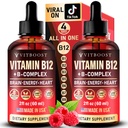 Vegan Βιταμίνη B12 με B Complex 20000 mcg- Επιπλέον δύναμη για άνδρες και γυναίκες- Raspberry Liquid Drops