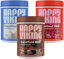 Happy Viking Chocolate, Vanilla and Strawberry Powder, by Venus Williams, 20G Protein, Low Carb, Keto, Vegan, Gluten-Free, Superfoods, Complete Meal Replacement, 3 Canisters (24 oz. Κάθε)