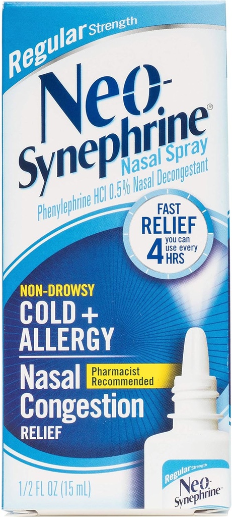 Neosynephrine Nasal Spray for Cold & Sinus Relief, Regular Strength, 0.5 Fl Oz