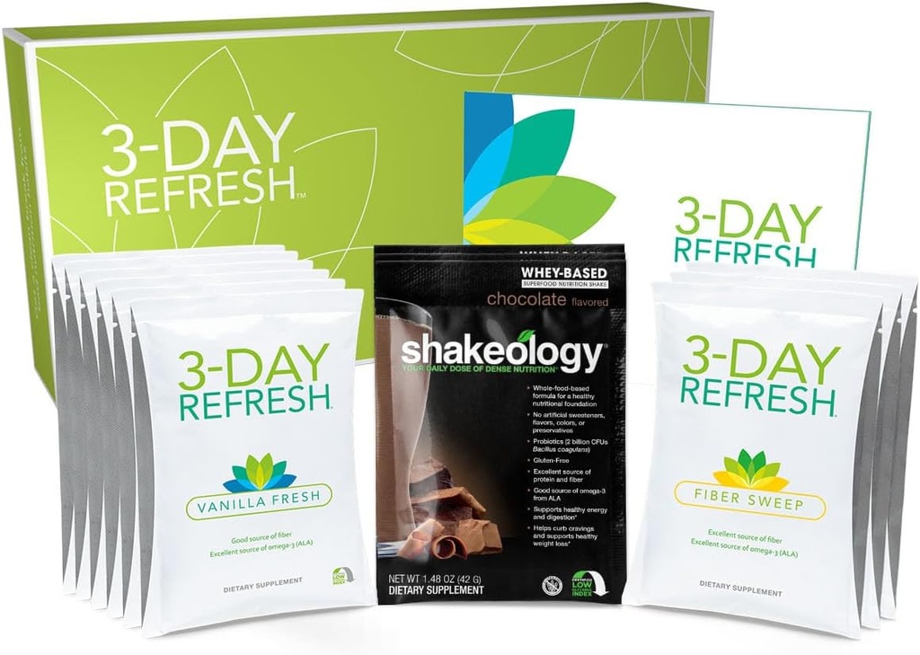 BODi 3-Day Refresh Complete Kit – Shakeology, Vanilla Fresh Protein Shake, Fiber Sweep, Οδηγός Προγράμματος για Καθαρό Φαγητό, Χάνουμε μερικές λίρες, Ενισχυμένη Ενέργεια & Ευεξία, Καθαρισμός Σώματος