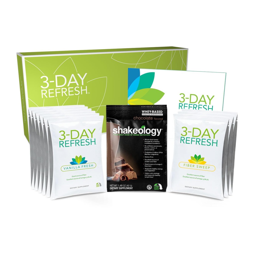 BODi 3-Day Refresh Complete Kit – Shakeology, Vanilla Fresh Protein Shake, Fiber Sweep, Οδηγός Προγράμματος για Καθαρό Φαγητό, Χάνουμε μερικές λίρες, Ενισχυμένη Ενέργεια & Ευεξία, Καθαρισμός Σώματος