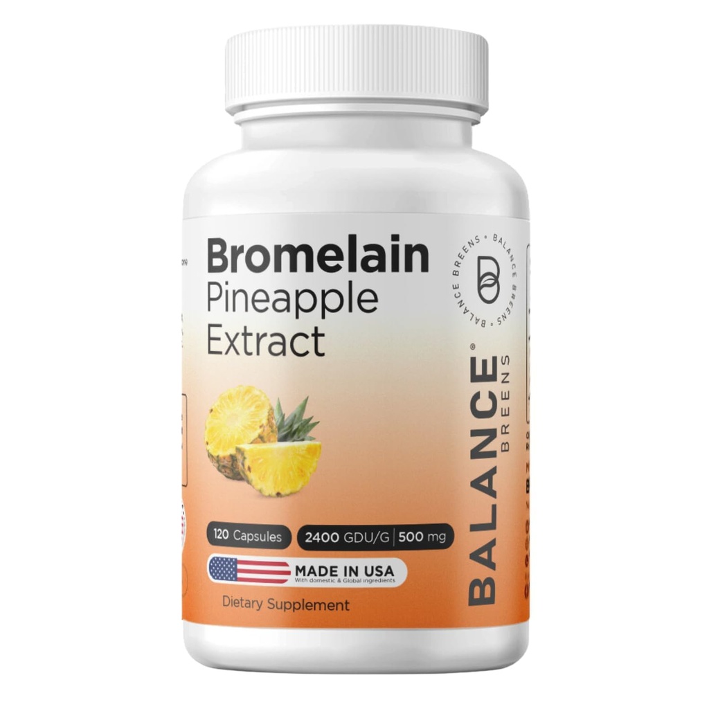 Balancebreens Bromelain 500mg, 120 κάψουλες - Pineapple Extract Digestive Enzyme, υποστηρίζει πέψη και κοινό συμπλήρωμα υγείας