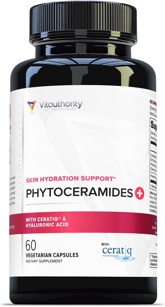 Hydrating Anti Aging Phytoceramides Supplement - Clinically Proven Ceratiq Ceramides with Hyaluronic Acid 700mg - Επισκευή φραγμών δέρματος Ichy Dry Skin Supplement for Women