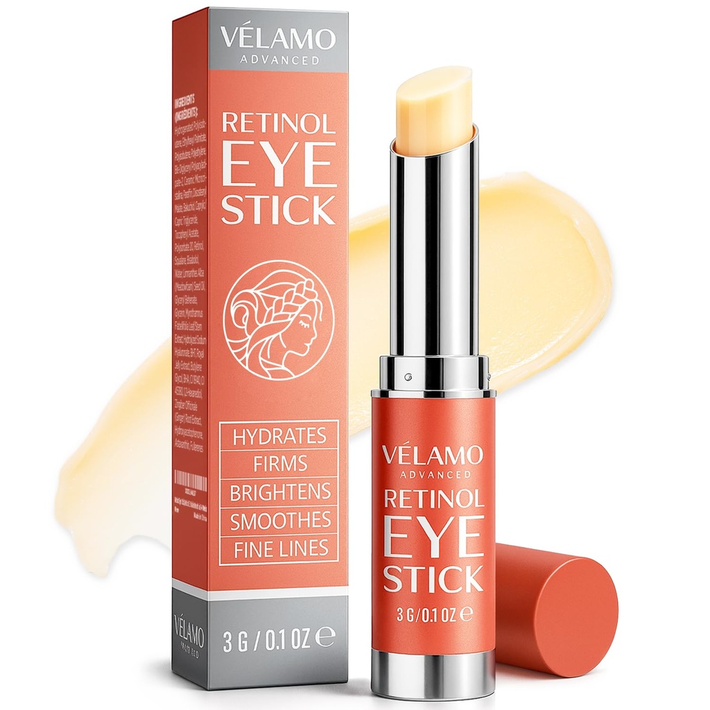 VELAMO ADVANCED Retinol Eye Balm Stick με Bakuchiol: Under Eye Cream for Dark Circles and Puffiness - Anti Aging μειώνει τις λεπτές γραμμές Ρυτίδες κάτω από τις σακούλες ματιών σε 4-8 εβδομάδες 0.1 OZ/3g