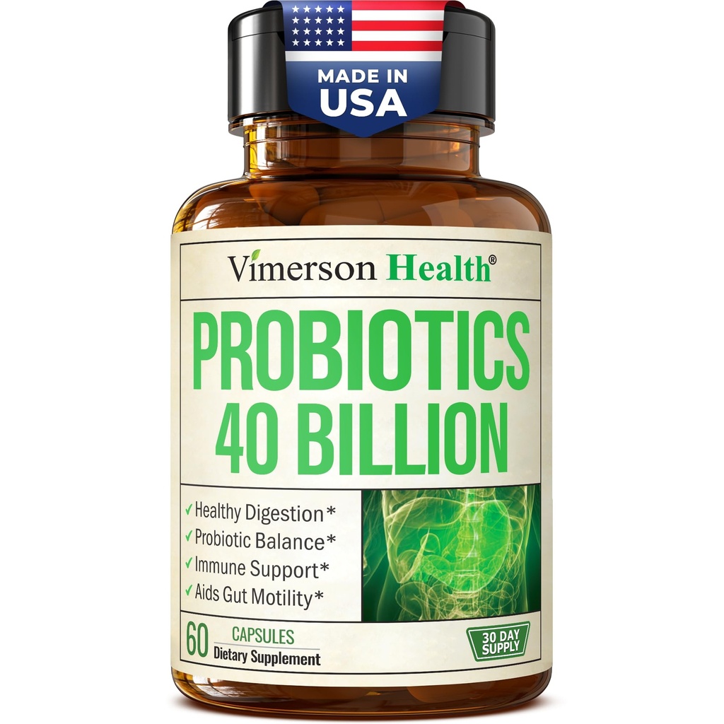 Probiotics for Women & Men with Prebiotics - 40 Billion CFU for Digestive Health, Gut Health & Immune Support Supplement - Lactobacillus Acidophilus - Vegetarian, Soy & Dairy Free