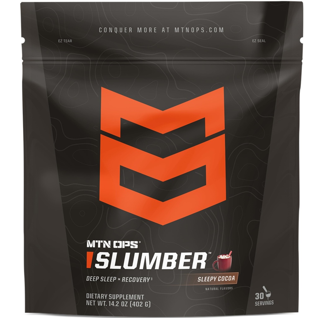 MTN OPS Slumber Sleep Aid for Muscle Recovery & Deep Sleep, Sleepy Cocoa Sleep Support Powder Drink Mix, 30 Servings