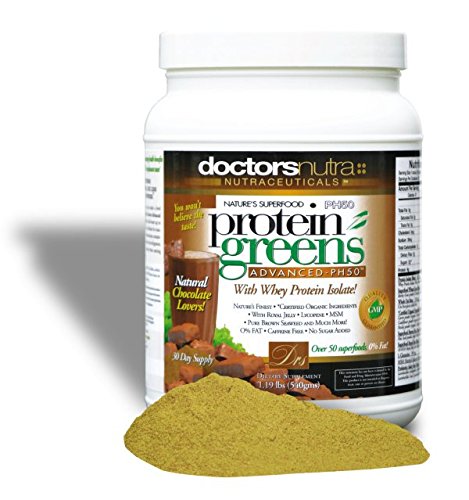 PH50 Protein Greens Drink with Certified Organic Ingredients by Doctors Nutra Nutra Nutrauticals, 1,19 Λίρες (540 Grams) 50 Superfoods, Digestive Enzymes, Φυσική γεύση σοκολάτας