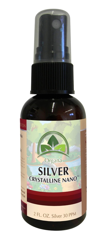 Organa Crystalline Nano Colloidal Silver Spray - 30 PPM - 2 ουγγιά σπρέι μπουκάλι