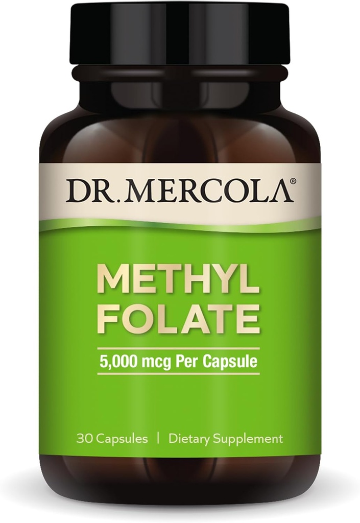 Δρ. Mercola Φολικό Μεθύλιο - Υποστηρίζει Αποτοξίνωση & Κυτταρική Υγεία - 5- MTHF Folate - Βιοδιαθέσιμη Φόρμουλα - 5 mg - 30 Κάψουλες