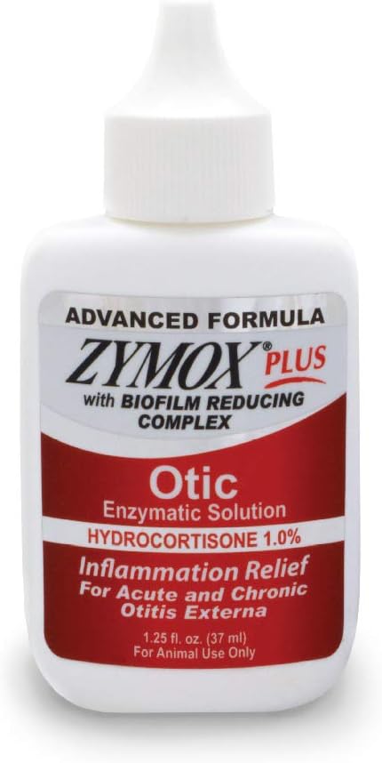 Zymox Advanced Formula Otic Plus Enzymatic Ear Solution for Dogs and Cats with 1% Hydrocortisone, 1,25oz