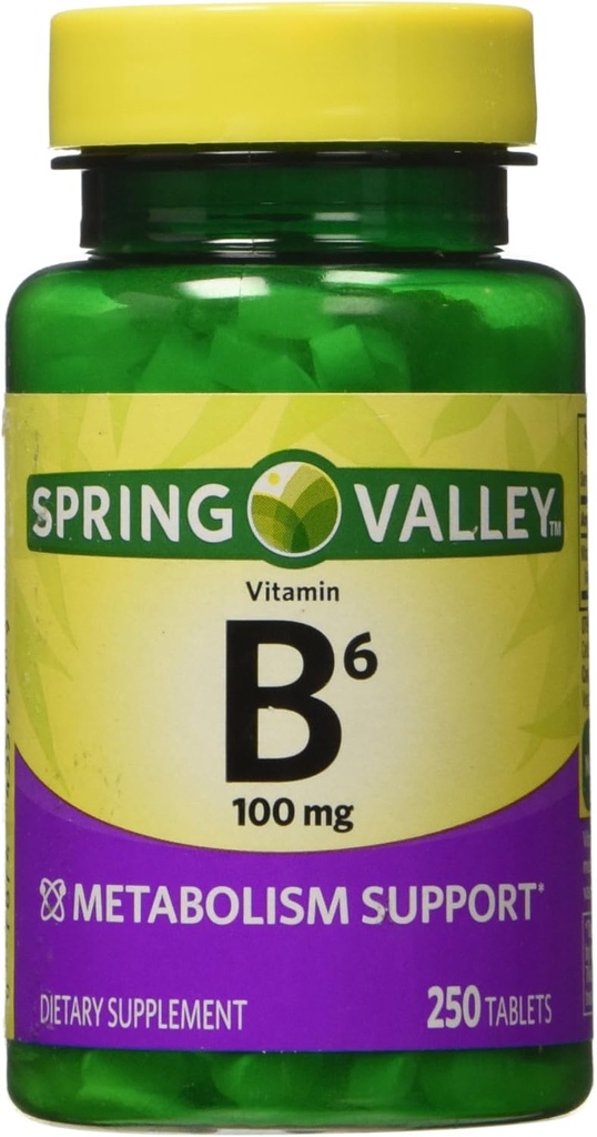 Spring Valley - Βιταμίνη B-6 (Πυριδοξίνη) 100 mg, 250 δισκία
