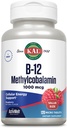 KAL Βιταμίνη B12 Methylcobalamin 1000mcg, Υγιής Ενέργεια, Μεταβολισμός, Νεύρο και Κόκκινα κύτταρα αίματος Υποστήριξη, Γρήγορη Διάλυση ActivMelt, Υψηλή Απορρόφηση, Χορτοφαγικά, Φυσικό Βατόμουρο, 120 Serv, 120 Micro Tabs