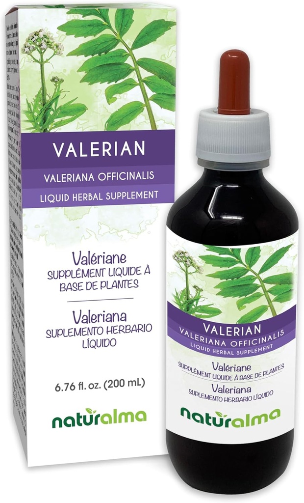 Naturalma Valerian (Valariana officinalis) Root Alcohol-Free Tincture - 6.76 fl oz Liquid Extract in Drops - Herbal Supplement - Vegan