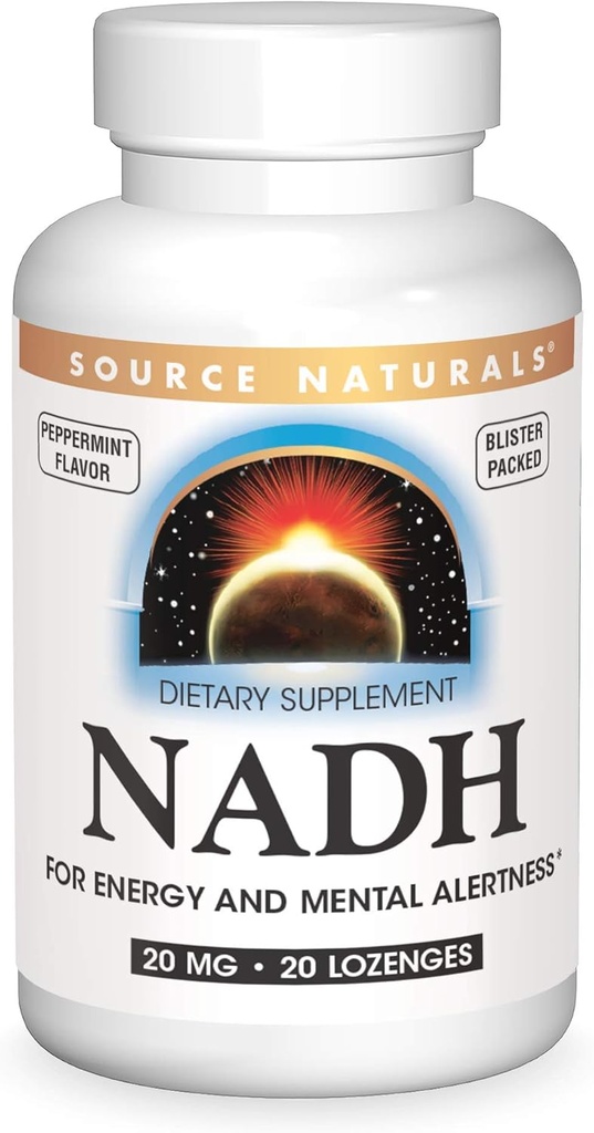 Source Naturals NADH 20mg, Ενισχύστε την ενέργεια και τη διανοητική εγρήγορση* - 20 Lozenges