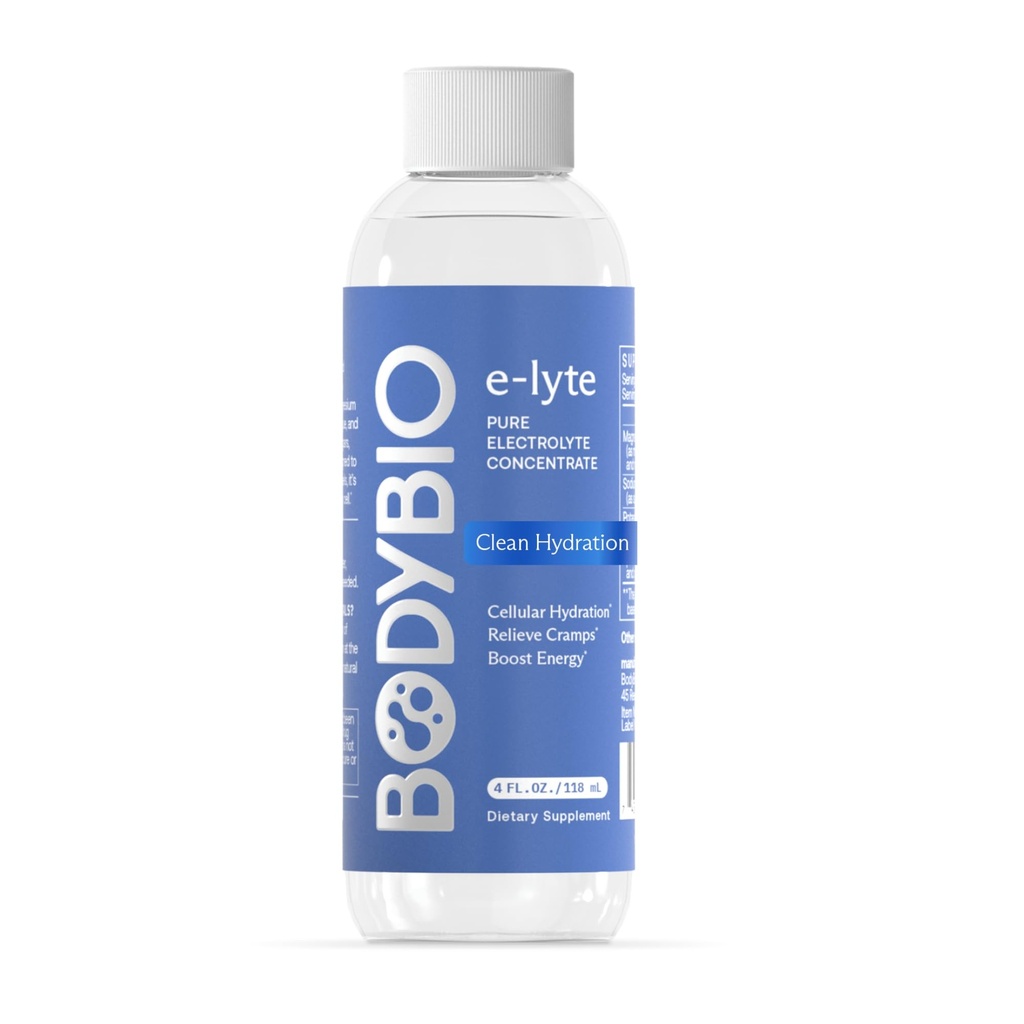 BodyBio e-Lyte - Υγρό Ηλεκτρολυτικό Πυκνό για Καθαρή Ενυδάτωση, Ενέργεια & Ανακουφιστικό Cramp - Χωρίς Ζάχαρη, Χωρίς Τεχνητές Γεύσεις, Χωρίς Γέμισμα, Κετό Φιλικό