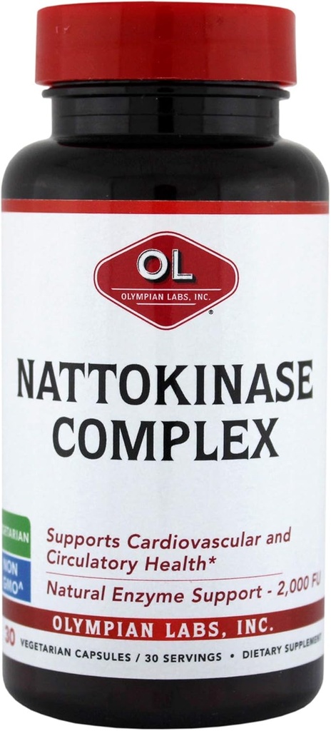 Olympian Labs Nattokinase Complex with Grape Seed Extract Αρωματικά Συμπληρώματα, Superior Heart Health Support - 30 Καθημερινή Κάψουλες