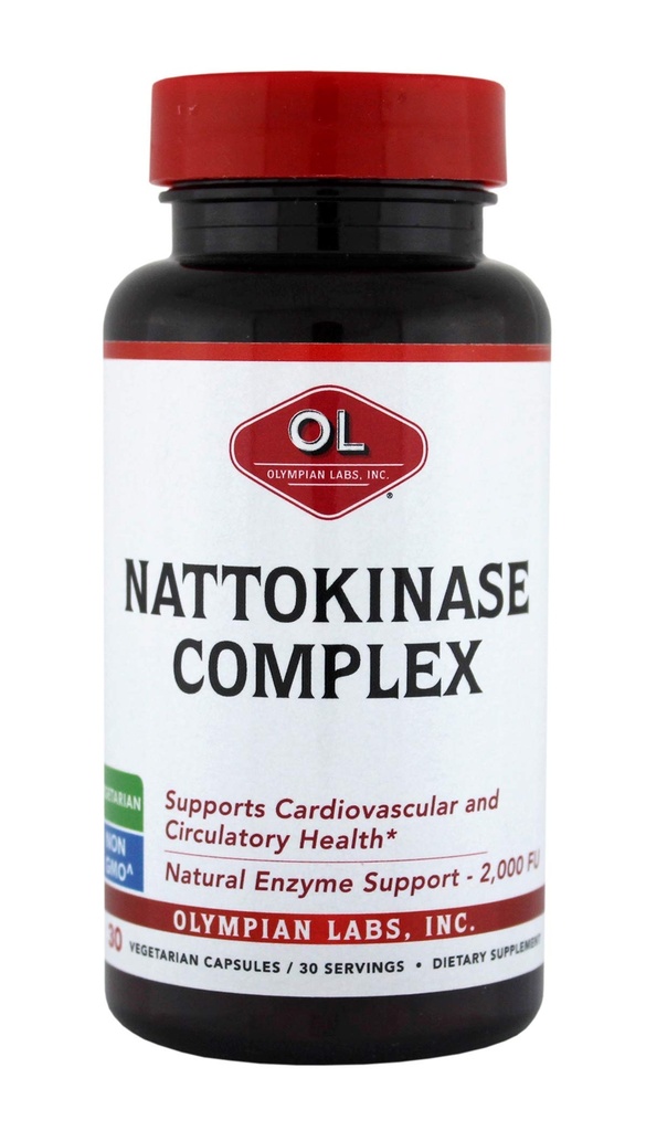 Olympian Labs Nattokinase Complex with Grape Seed Extract Herbal Supplements, Superior Heart Health Support - 30 Daily Capsules