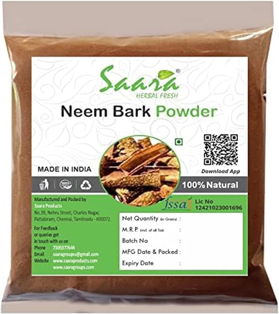 Neem Bark Powder Neem Chhal Powder, Useful in Tiredness, Skin Diseases, Vitamin Supplement,100gm