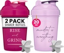 GOMOYO [2 Πακέτο] 20oz Shaker μπουκάλι με Motivational Προσφορές (Raspberry & Λεβάντα) 