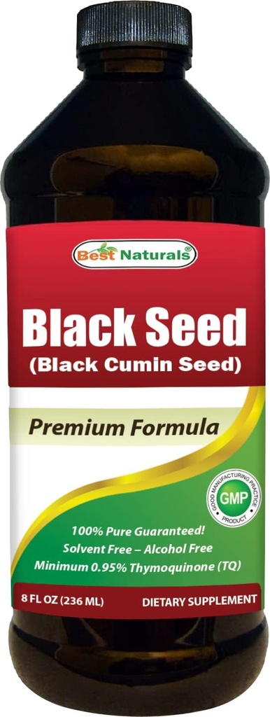 Best Naturals Black Seed Oil - Ελάχιστο 0,95% Thymoquinone (TQ) - Ψυχρό Πιέζεται Nigella Sativa Aids σε Digestive Υγεία, Ανοσολογική Υποστήριξη, Λειτουργία του εγκεφάλου, Κοινή Κινητικότητα, Χωρίς Γλουτένη, Μη ΓΤΟ - 8 OZ
