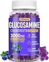 Glucosamine Chondroitin Gummies 3000mg, Advanced Glucosamine Chondroitin Msm, Joint Support Supplement, Antioxidant Immune Support, Bone and Joint Flexibility, Strengthand Mobility, Blueberry Flavor