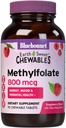 Bluebonnet EarthSweet Methylfolate 800 mcg Cellular Active Coenzyme 5-MTHF L Συμπλήρωμα Φολικό Μεθύλιο - Προγεννητική & Ενεργειακή Υποστήριξη* - Μη ΓΤΟ, Vegan, Χωρίς Γλουτένη - Βατόμουρο - 90 Μασώμενα δισκία