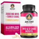 Ancient Bliss Myo & D-Chiro Inositol Supplement, 40 to 1 Ratio, Helps in Ovarian Function Support for Women, Vitamin B8 Helps to Regulate Menstrual Cycle, 2050mg per Serving, 120 Vegan Capsules