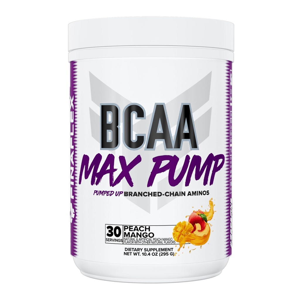 FINAFLEX BCAA MAX PUMP, Ροδάκινο Mango - 10.4 oz - Προάγει τη δύναμη, την απόδοση και την ανάκτηση - Με 2:1:1 αναλογία της λεουκίνης, Ισολευκίνη & Valine + Betaine Anhydrus - 30 εξυπηρετεί