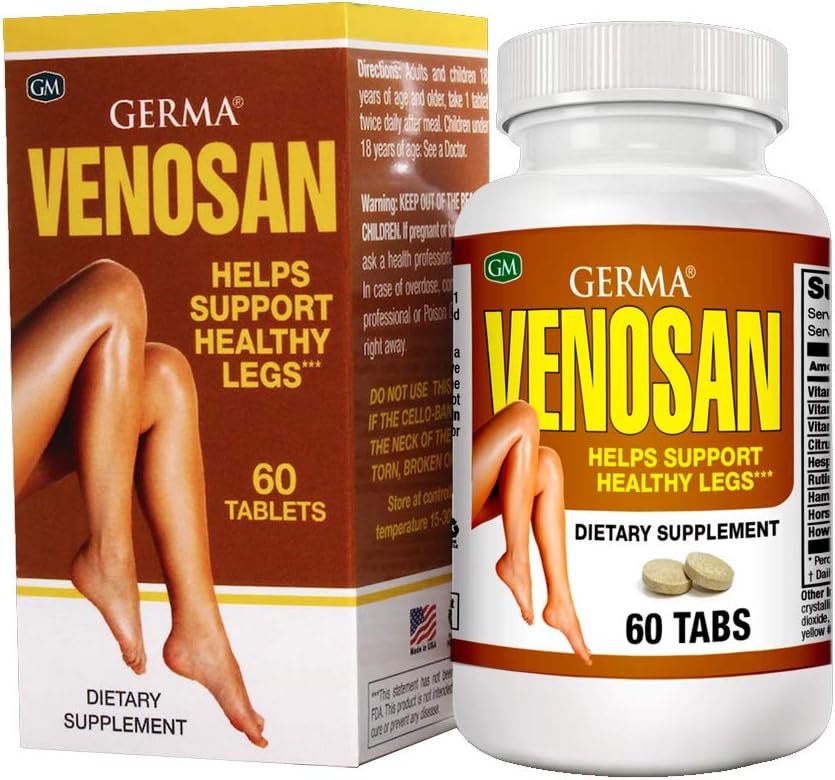 Germa Venosan Dietary Supplement. Removes Heavy Feeling, Strengthens Vein Walls. 60 Tablets