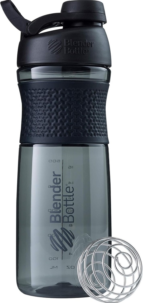BlenderBottle SportMixer Shaker μπουκάλι Ιδανικό για πρωτεϊνικές ανακινήσεις και προ προπόνηση, 28-Ounce, μαύρο