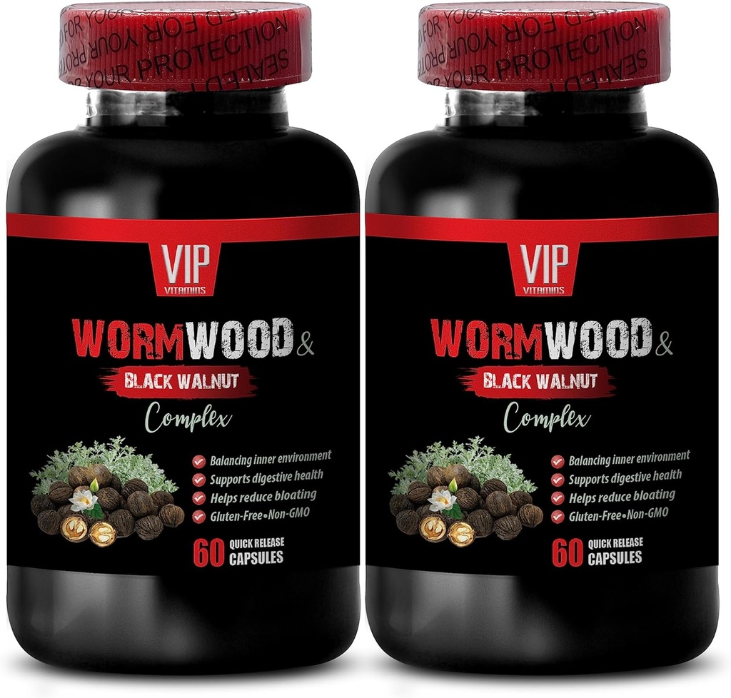 Συμπληρώματα VIP Black Walnut Wormwood - Wormwood και Black Walnut Complex 1500 MG - γαρύφαλλα και Wormwood, 2 μπουκάλια (120 κάψουλες)