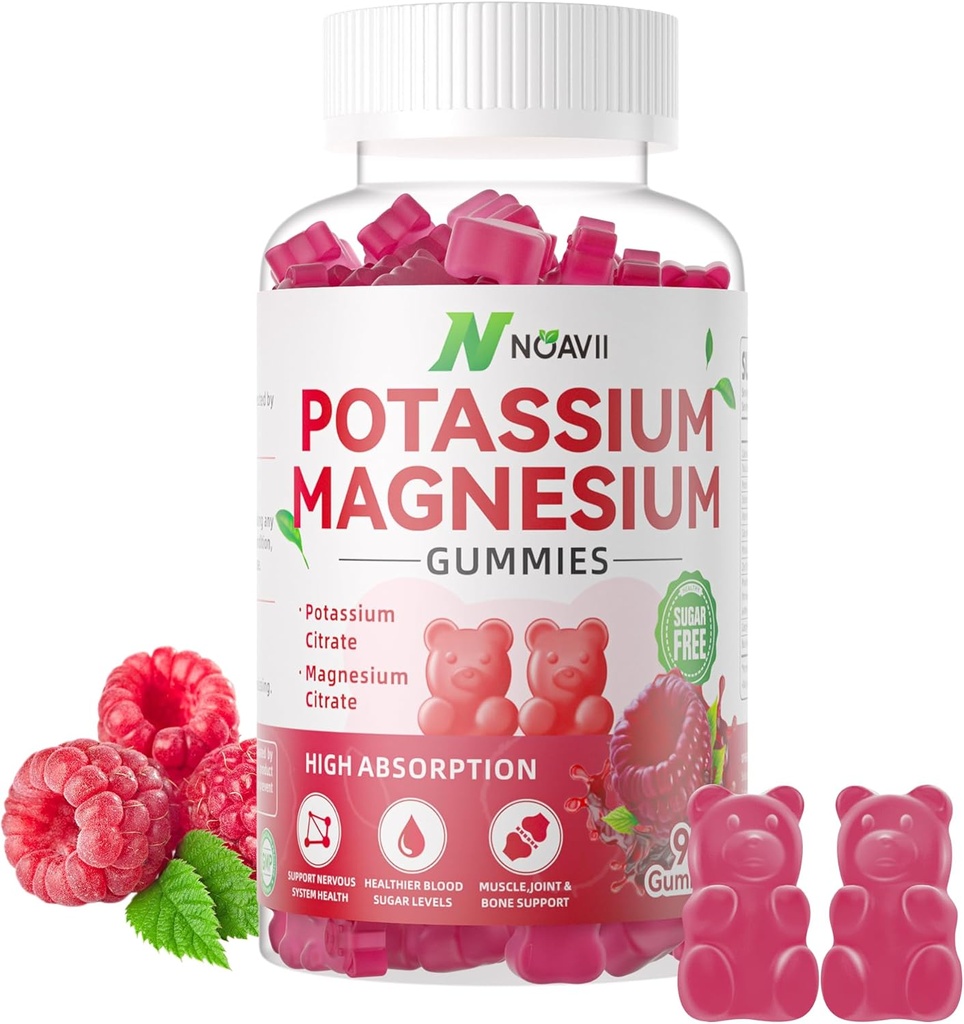 Κάλιο Μαγνήσιο Gummies, Νέα φόρμουλα Ηρεμία Μαγνήσιο Γλυκινικό Gummies, Chewable Gummy Συμπληρώματα για το πόδι Cramps & μυών, Βατόμουρο Γεύση 90 Count