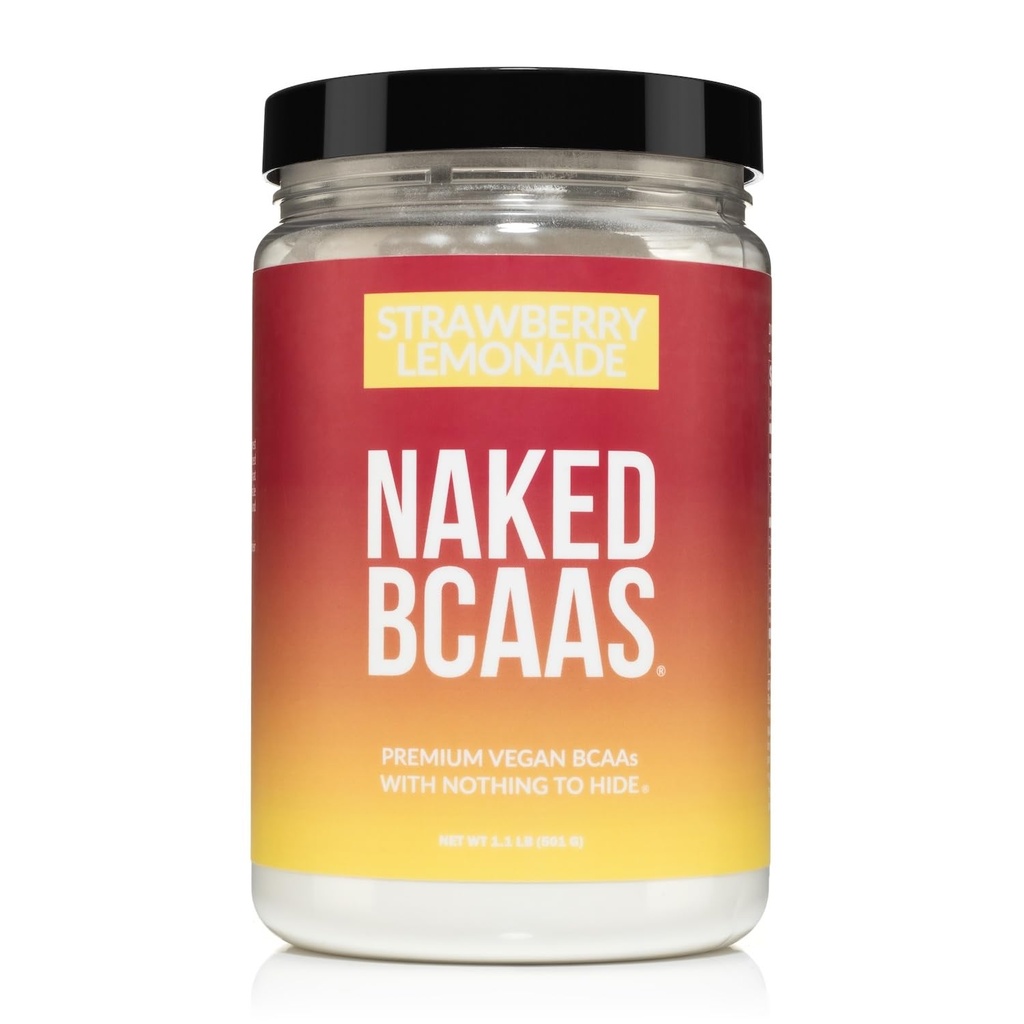 NAKED Λεμονάδα φράουλας BCAAs Αμινοξέα σκόνη, 100% καθαρό 2:1:1 Φόρμουλα, Vegan διακλαδισμένη αλυσίδα Αμινοξέα, Στιγμιαίο Όλα τα φυσικά BCAA συμπλήρωμα σκόνης - 501 γραμμάρια, 34 εξυπηρετούν