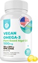 DR. MORITZ Vegan Omega-3 Softgels για ενήλικες και παιδιά, Φτιαγμένο από λάδι άλγης με DHA EPA, Μικρά Algae Omega 3 συμπληρώματα, Vegan, 30 Count