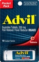 Advil Coated Tablets Pain Reliever and Fever Reducer, Ibuprofen 200mg, 12 x 10 Count, Travel Size Bottle