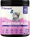 ZENAPET Cat Colostrum Plus Premium Powder Topper, Immune & Digestive Health Supplement, 240 Σερβιέτες (8-Month Supply), Υποστηρίζει το δέρμα & το παλτό, Made in USA