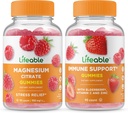 Lifeable Magnesium + Immune Support, Gummies Bundle - Great Tasting, Vitamin Supplement, Gluten Free, GMO Free, Chewable Gummy
